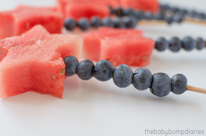 4th of July Fruit Kabobs with Watermelon and Blueberries