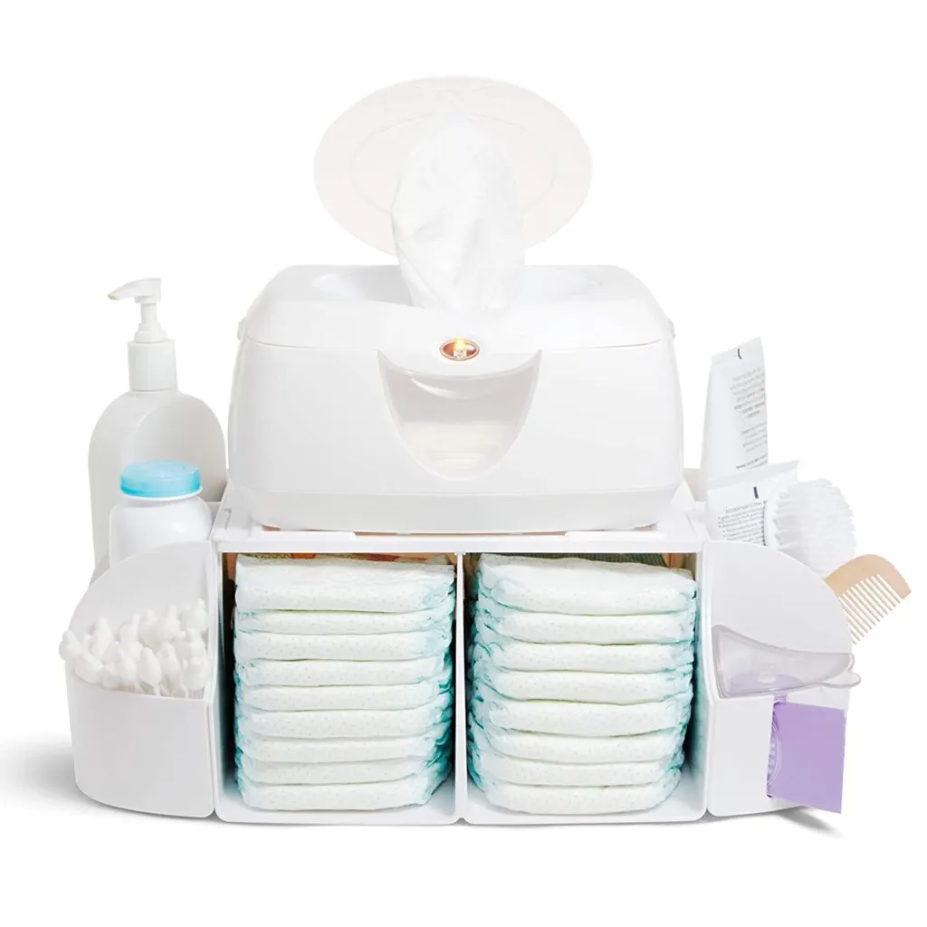 Dresser top diaper store organizer