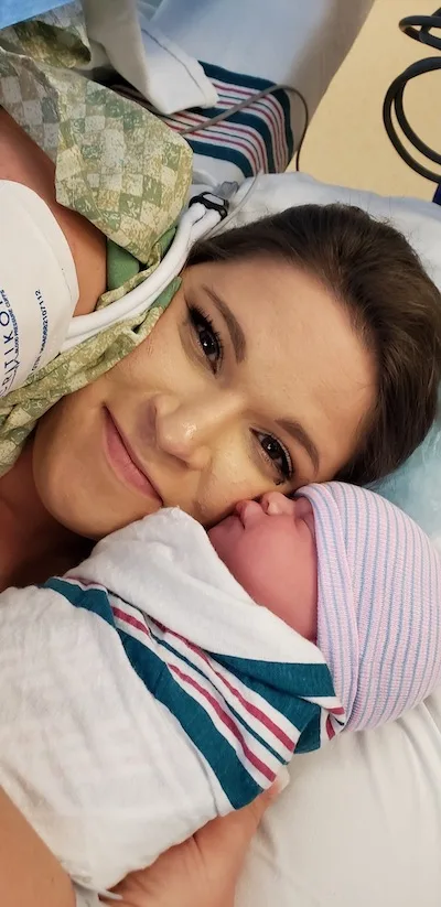 me holding my little boy after c-section