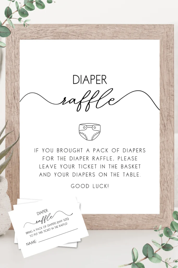 minimalistic diaper raffle printables